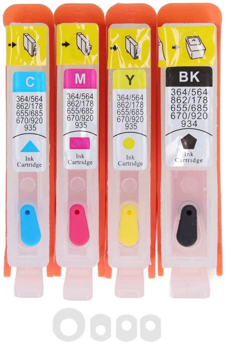 Inktpatronen 4 Stuks - Zwart/Blauw/Magenta/Geel - PP Materiaal - Geen Lekkage - Stabiele Lijnen - Hoge Gebruiksefficiëntie - Inktcartridge