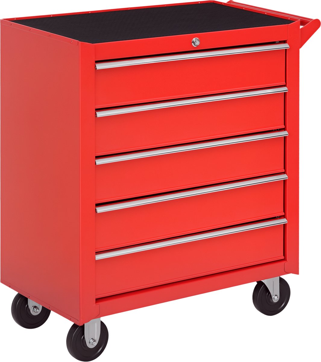 Verrijdbare gereedschapskast voor garage of schuur - staal - 69L x 33B x 75H cm - rood