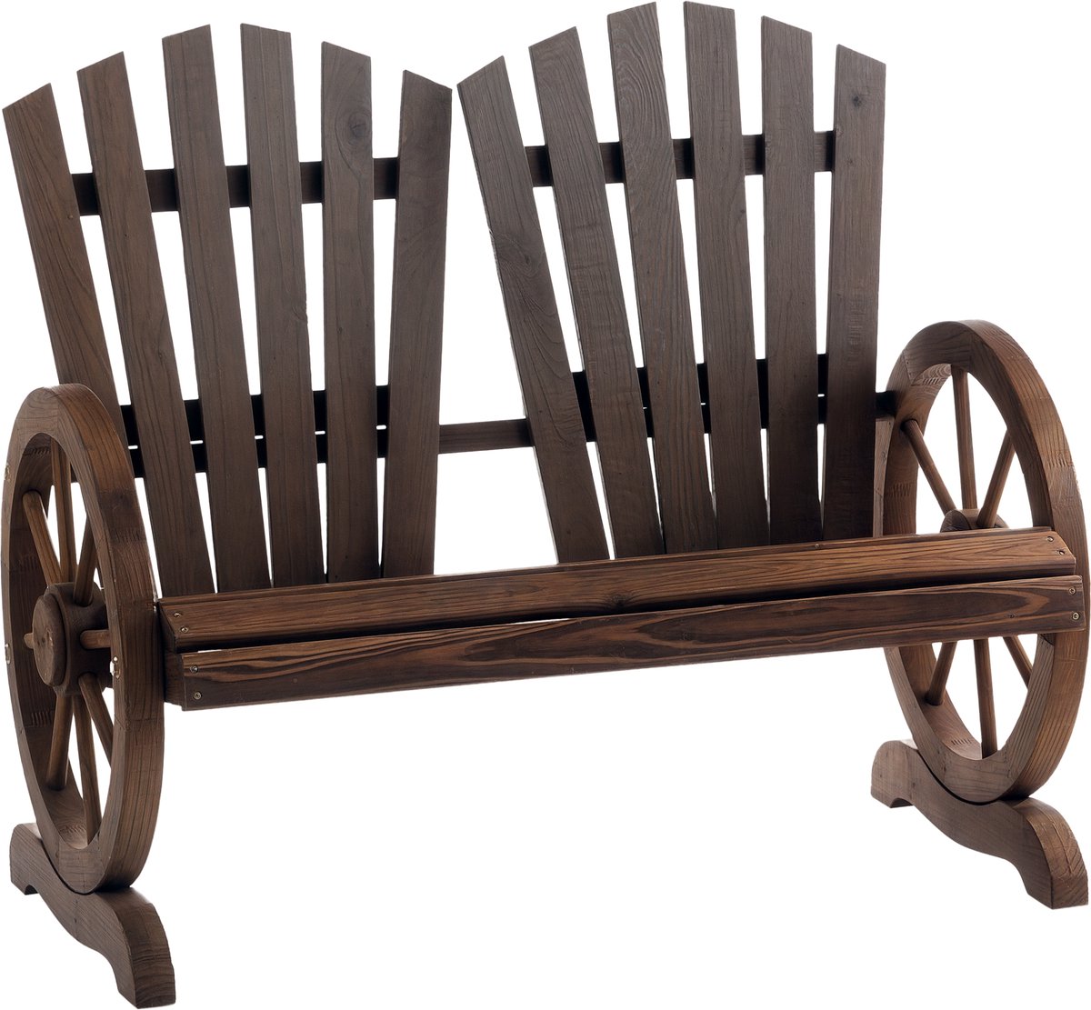 2 - zits tuinbank van massief hout - bank met armleuningen - tuinmeubelen - draagvermogen 250 kg - rustieke bank voor tuin - terras en andere buitenruimtes - 108 x 66 x 95 cm - donkerbruin
