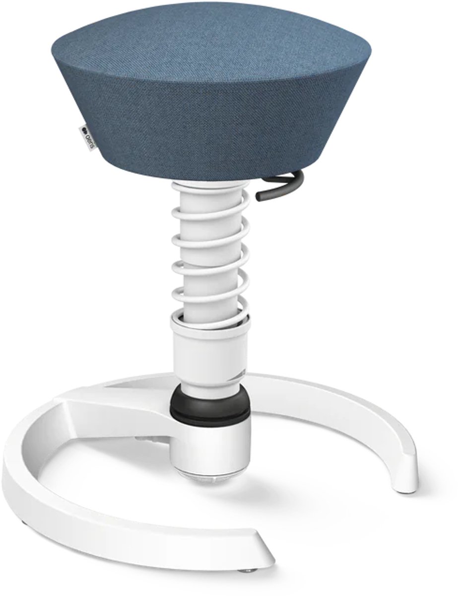 Aeris Swopper - ergonomische bureaukruk - wit onderstel - duifblauw bekleding - gliders - wol - standaard