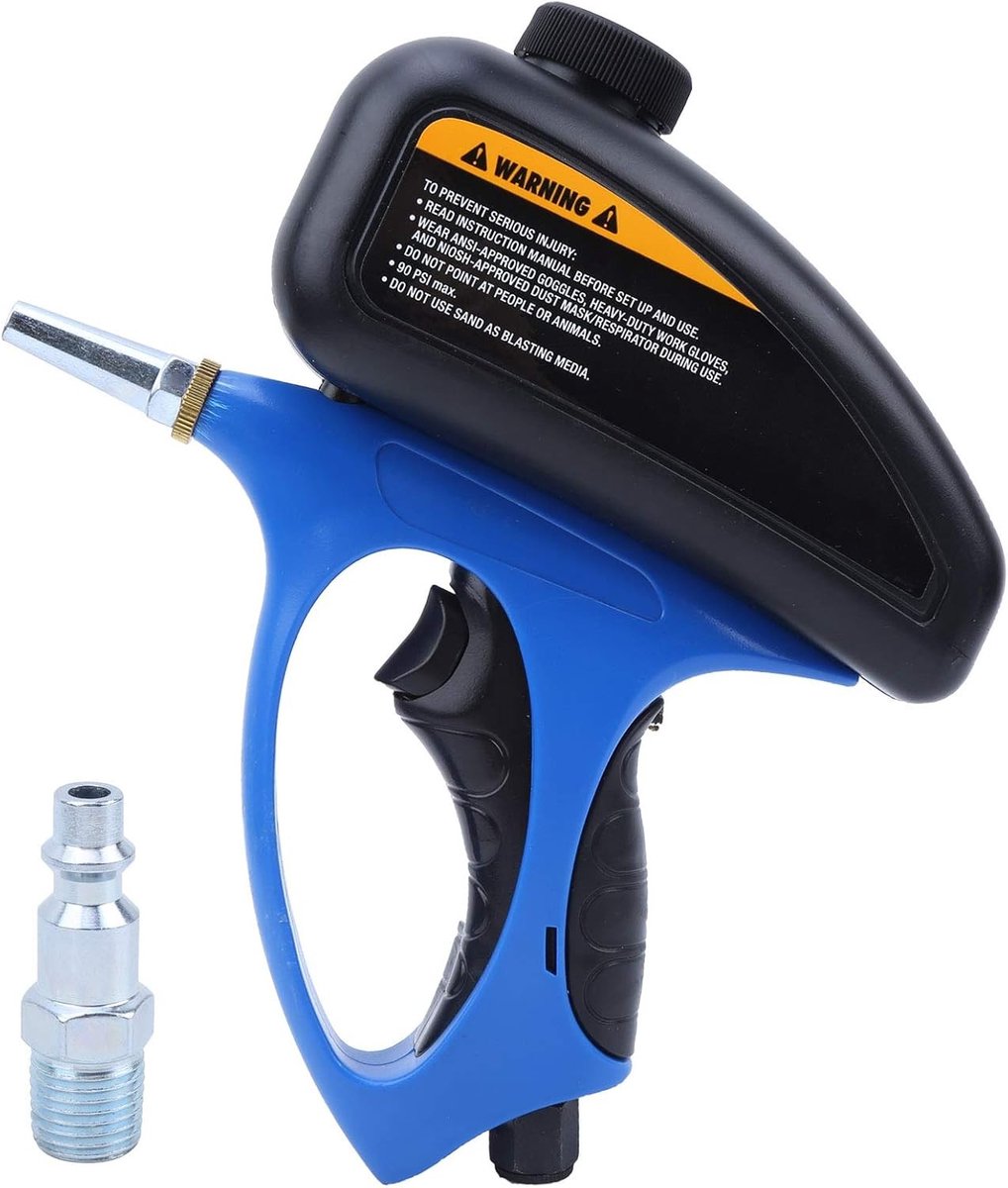 Professionele pneumatische zandstraalpistool met antisliphandgreep voor glas en metaalbewerking, draagbaar en efficiënt
