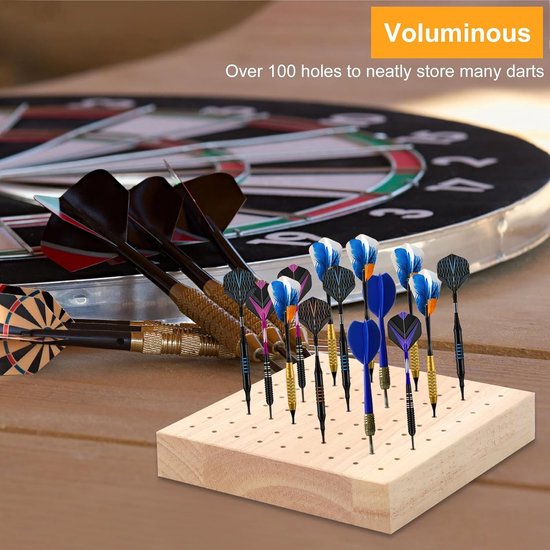 Houten Dart Houder met Plaatsingsgaten, Ideaal voor Opslag van Darts, Stabiele Dartstand voor Thuis en Bar, 10×10 cm, 2 Stuks van houten — afbeelding 3