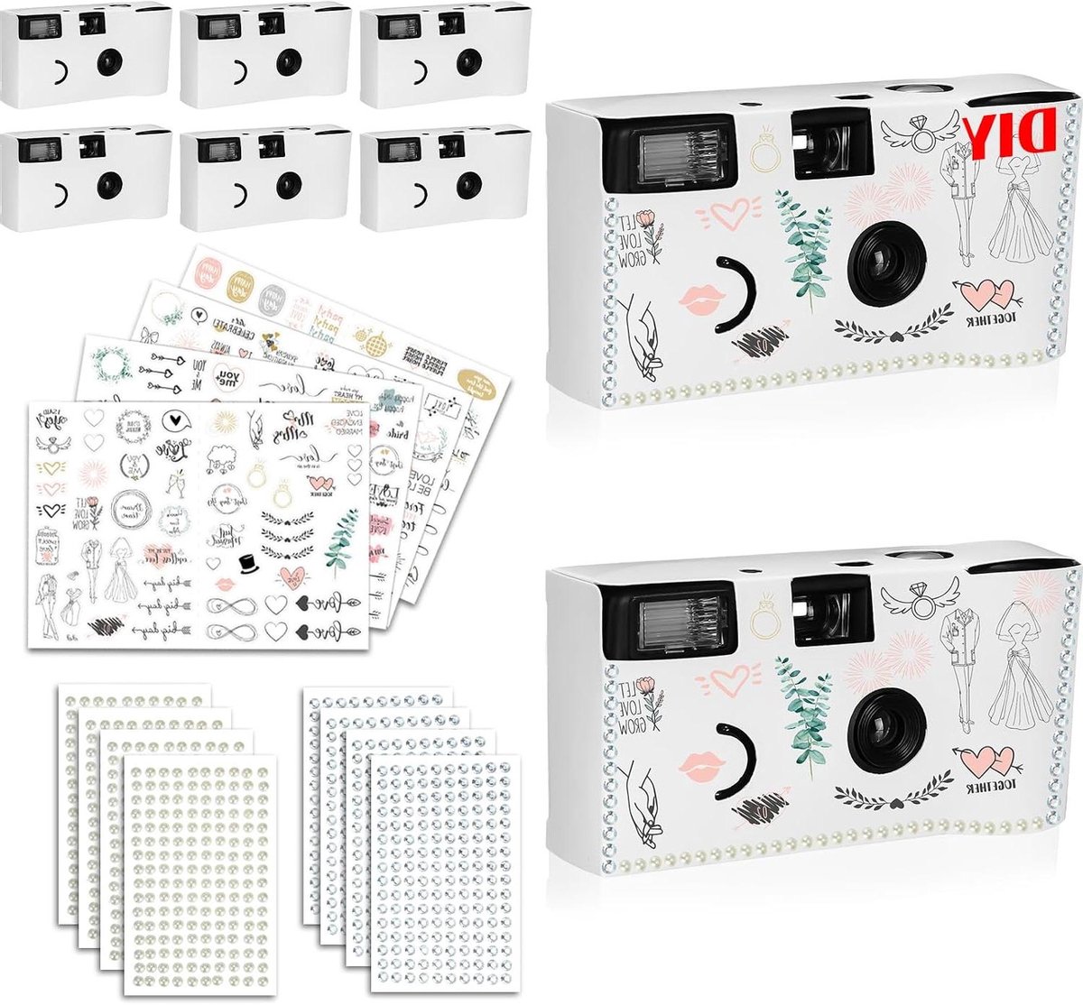 Wegwerpcamera's met Flits - Eenmalige Camera's Doe-het-zelf Camera - Feestelijke Momenten Vastleggen - Inclusief Film en Batterijen - 8 Stuks