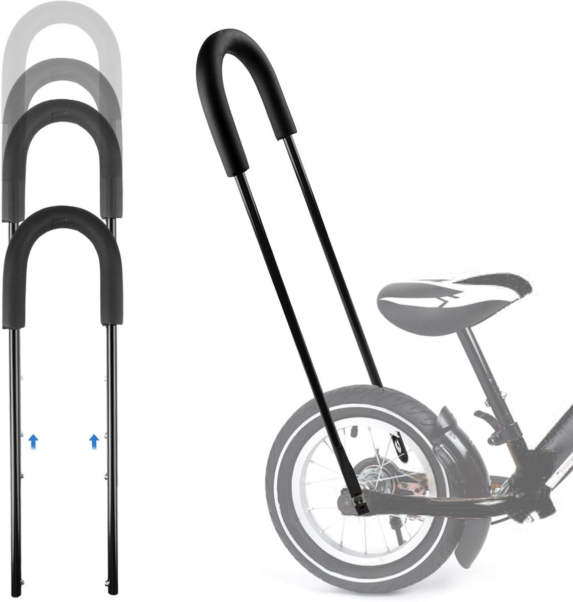 Fietsstang Kinderfiets Duwstang Leerhulp Kinderen Leren Fietsen Gepatenteerd Veiligheidsontwerp Maat M Zwart