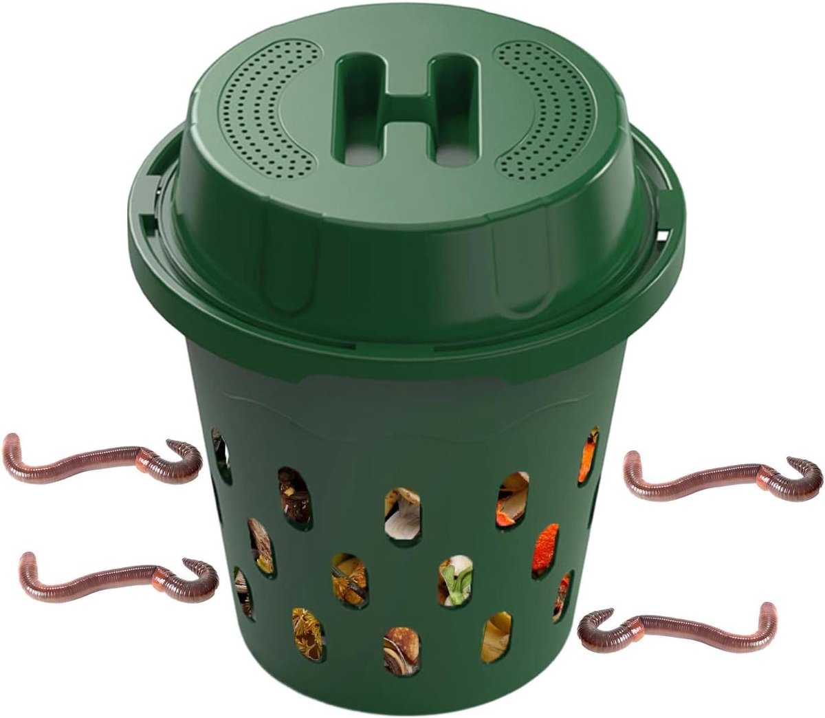 Wormenbak Compost - Compostbak Tuin - Bodemverbetering - Efficiënte Luchtcirculatie - 26 cm Hoog - Groen