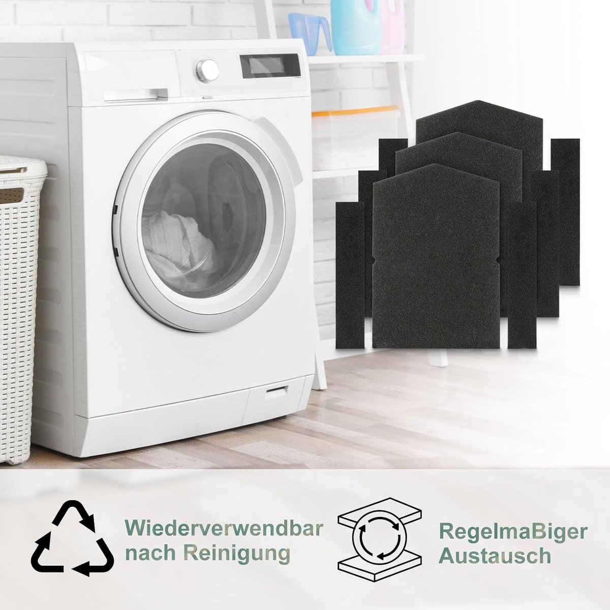 3 Stuks Vervangende Schuimfilters voor Warmtepomp Wasdrogers, Onderdeel 6057930 en 9688381, Hoogwaardige Filteraccessoires voor Optimale Luchtcirculatie thumbnail 2