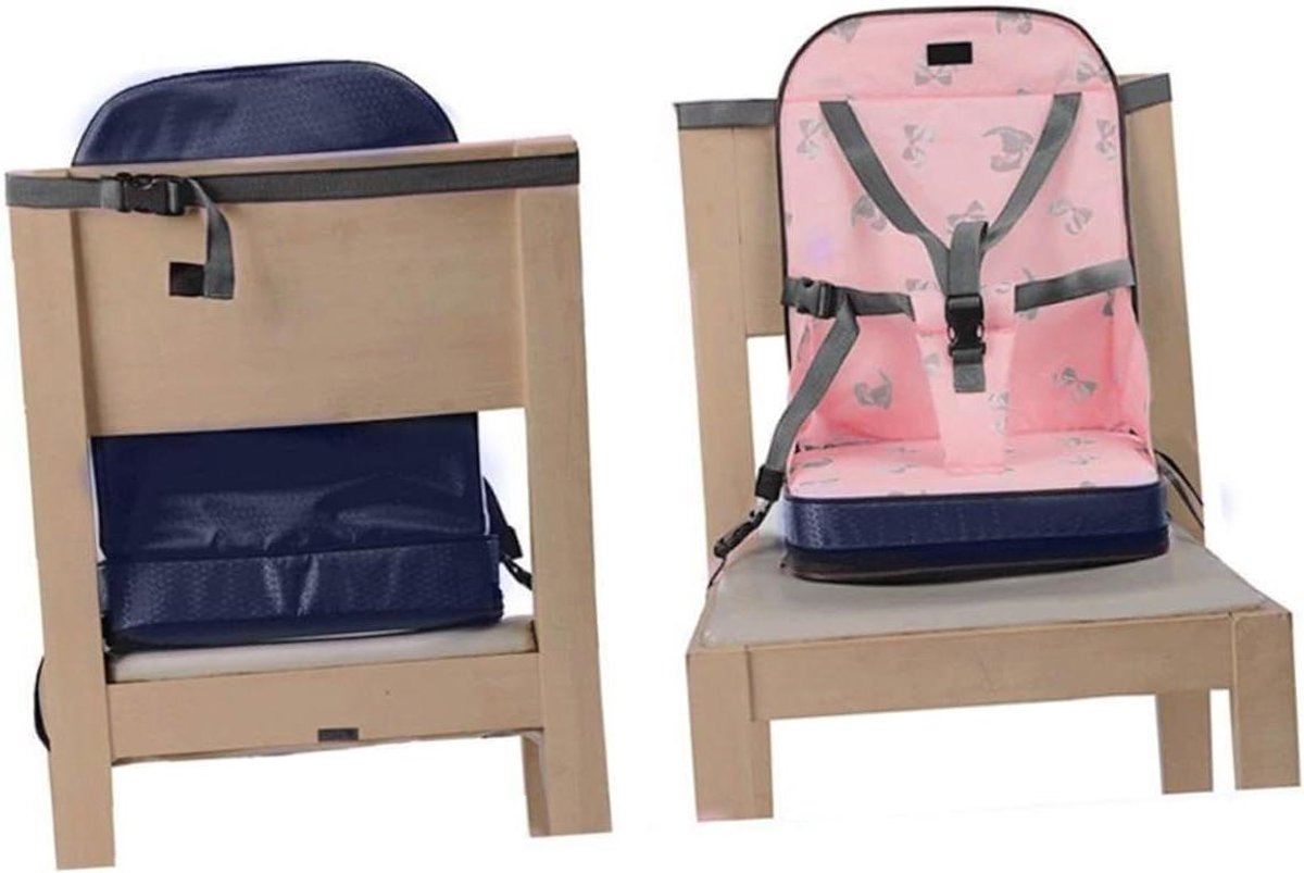 Draagbare Kinderstoel - Stoelverhoger Baby - Veilig Eten - Inklapbaar Ontwerp - 30 x 25 x 8 cm - roze