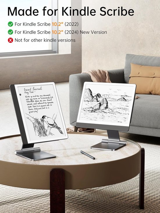 Verstelbare Magnetische Tabletstand voor Kindle Scribe 10.2 Inch - Draagbare Aluminium Houder voor Lezen en Werken, Ideaal voor Thuis en Kantoor — afbeelding 4