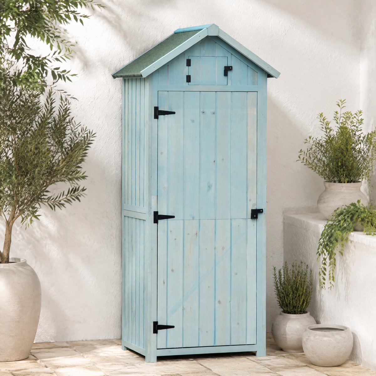 COVREO Opbergkast 77 x 54,2 x 179 cm lichtblauw hout, met vakplanken