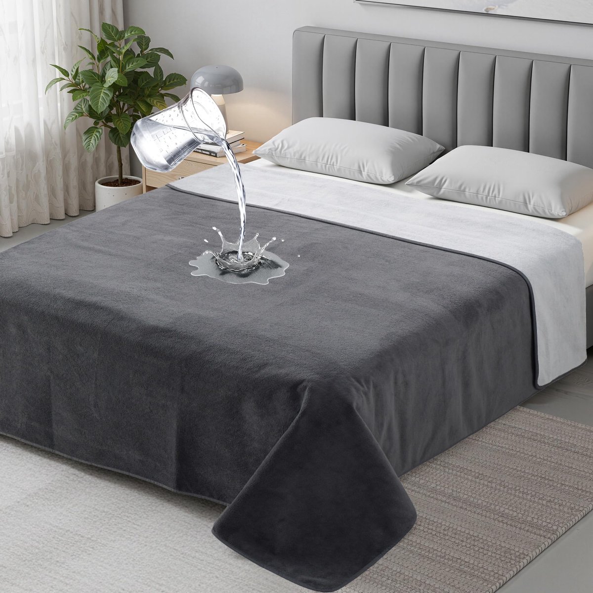 SnelShoppen - Waterdichte deken 152 x 203 cm, omkeerbaar, drievoudige laag, vochtafstotend, ideaal voor camping, tuin, feest en kinderen
