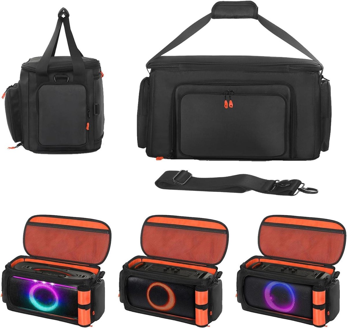 Draagbare Speaker Tas - Speaker Beschermhoes - Muziek Onderweg - Waterdicht Stofbestendig - Met Accessoirevakken - Zwart