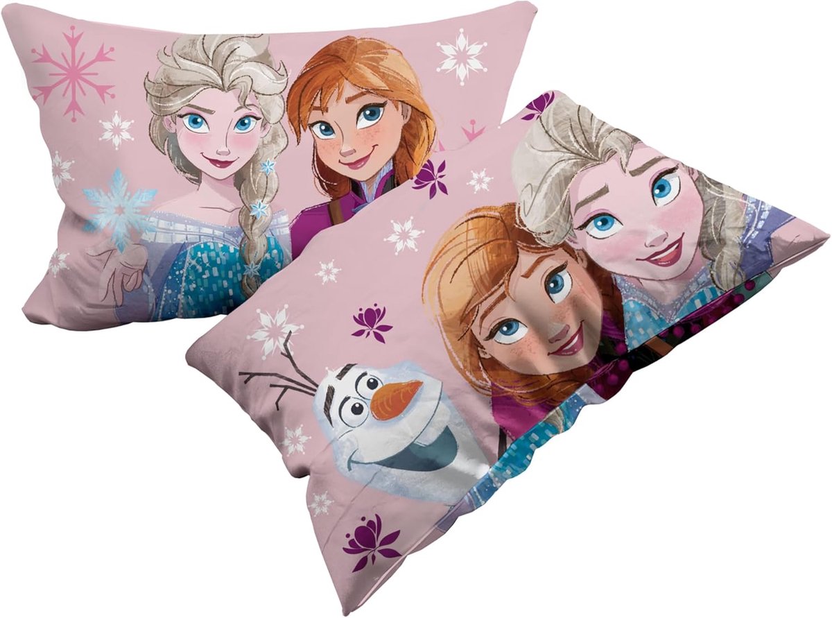 SnelShoppen - Frozen Set van 2 Kussenslopen van 100% Katoen, 50 x 80 cm, Hotelsluiting, Ideaal voor Kinderen, Bed- en Logeerkamer, Voordeelset