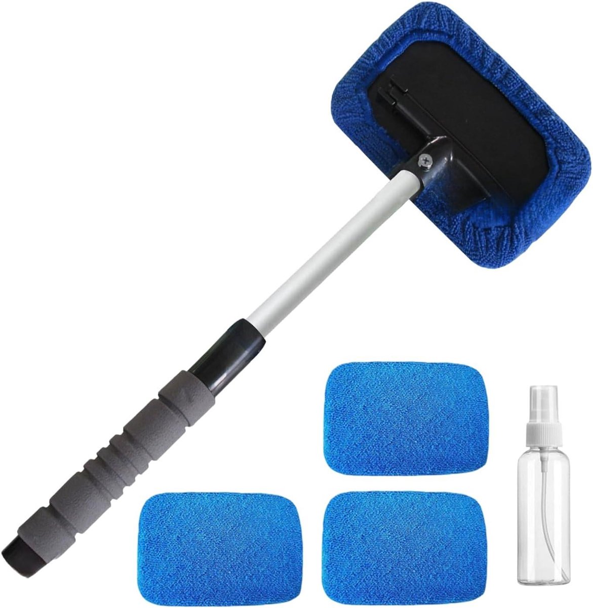 Ruiten Reiniger - Glas Tool - Streeploos Glanzen - Uitschuifbaar Handvat - 49 cm - Grijs