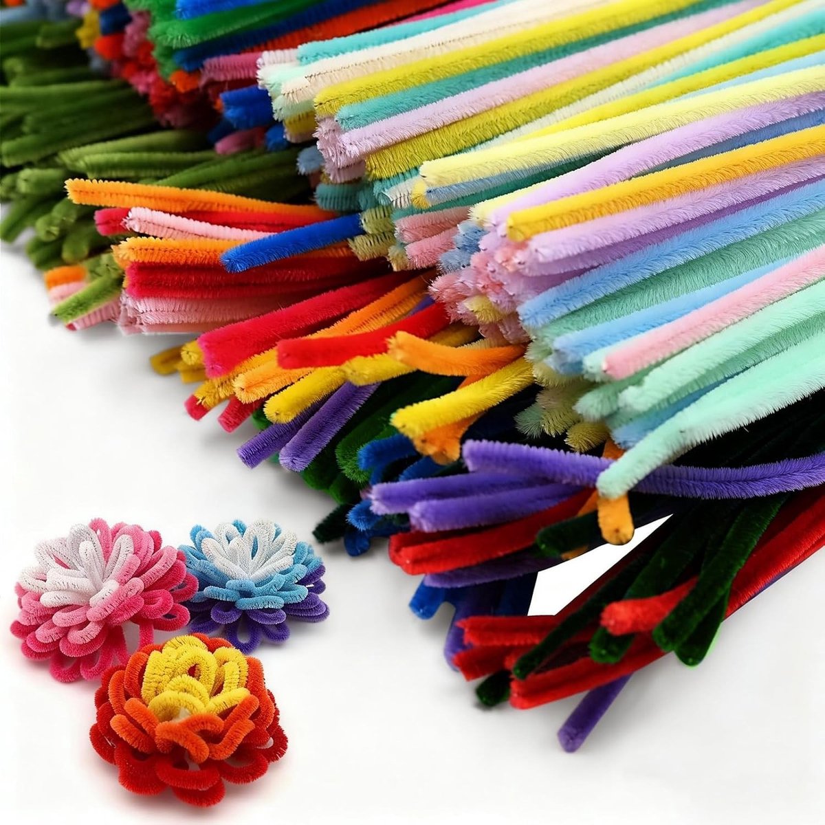 400 stuks pijpenragers voor het maken van bloemen, 28 kleuren inclusief felgekleurde, macaron en regenboogkleuren, creatief knutselmateriaal voor kinderen en volwassenen