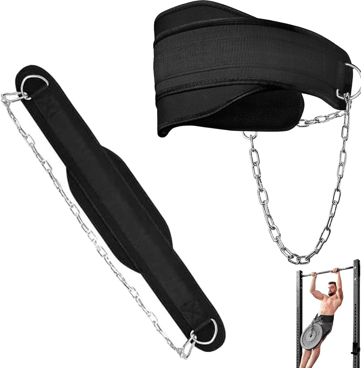 Gewichtsgordel met 91 cm verstelbare ketting, gewichthefriem, dip-riem, gewichthefriem voor dames en heren - ShopVlot