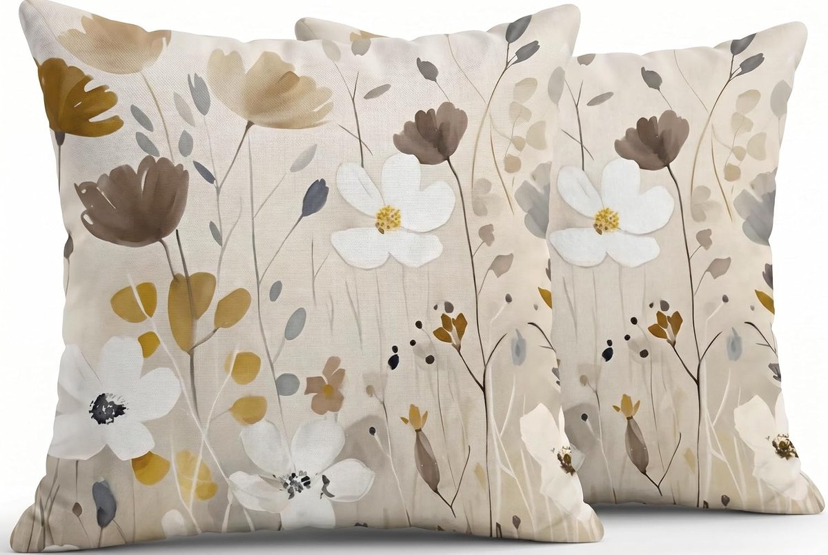 SnelShoppen - Set van 2 Weerbestendige Outdoor Kussens 40 x 40 cm, Dubbelzijdige Bloemen Kussenhoezen, Moderne Zomer Sierkussens voor Tuin, Bank, Woon