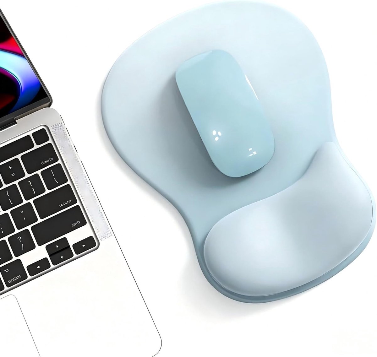 Ergonomische muismat met gelkussen, muismat met handsteun, antislip basis met polssteun voor laptop (blauwe bessen) - ShopVlot