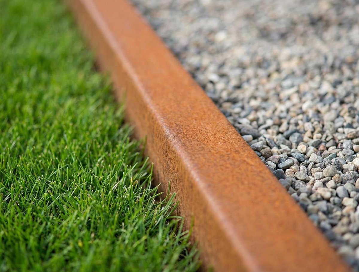 Opsluitband Staal - U-profiel Tuinrand - Bestrating Afwerken - Sterk Duurzaam Materiaal - 100 cm Lengte - Roestbruin