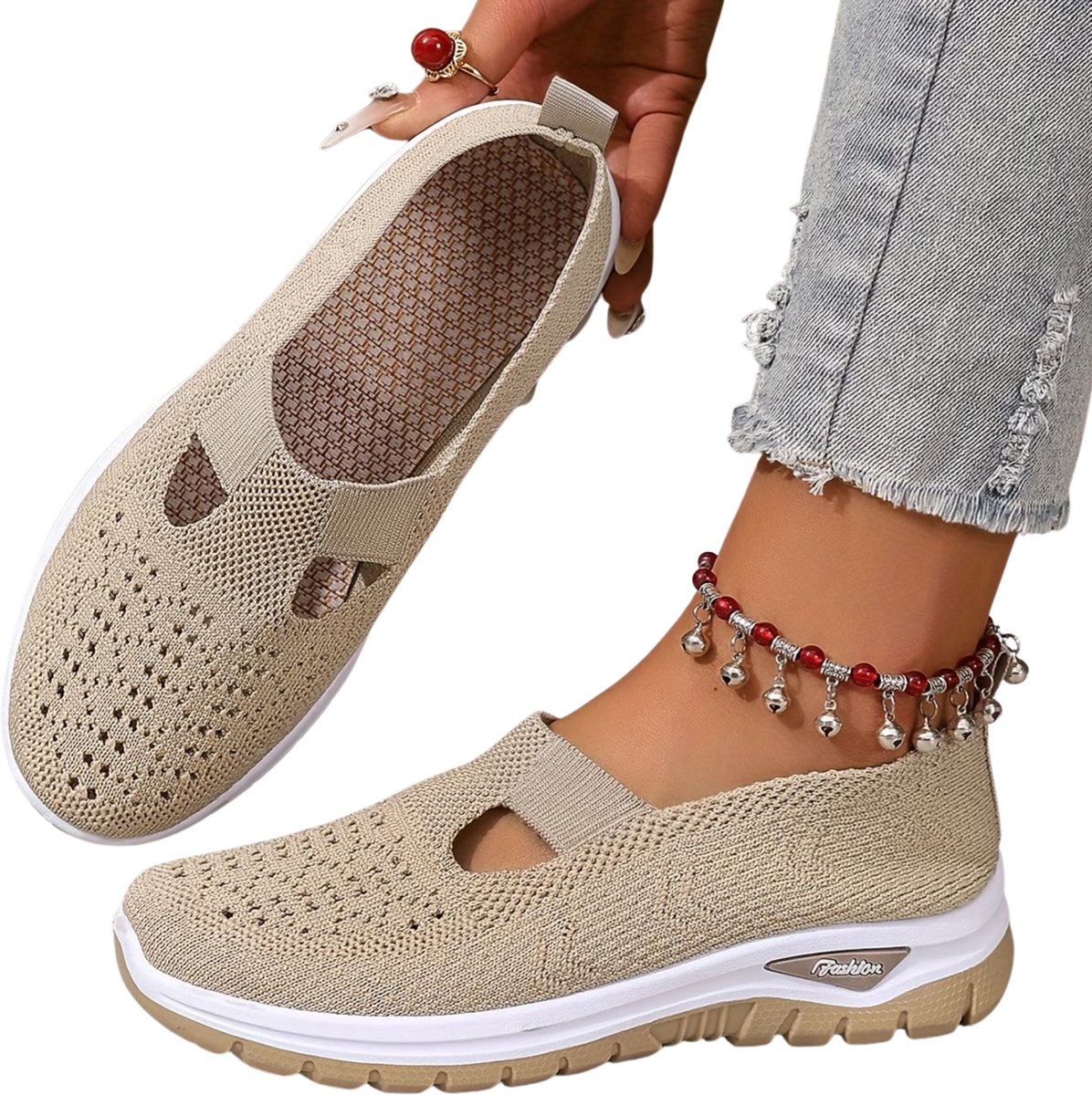 Currero Schoenen Dames Sneakers Comfortabel Slippers Casual Volwassenen 39.5 Beige