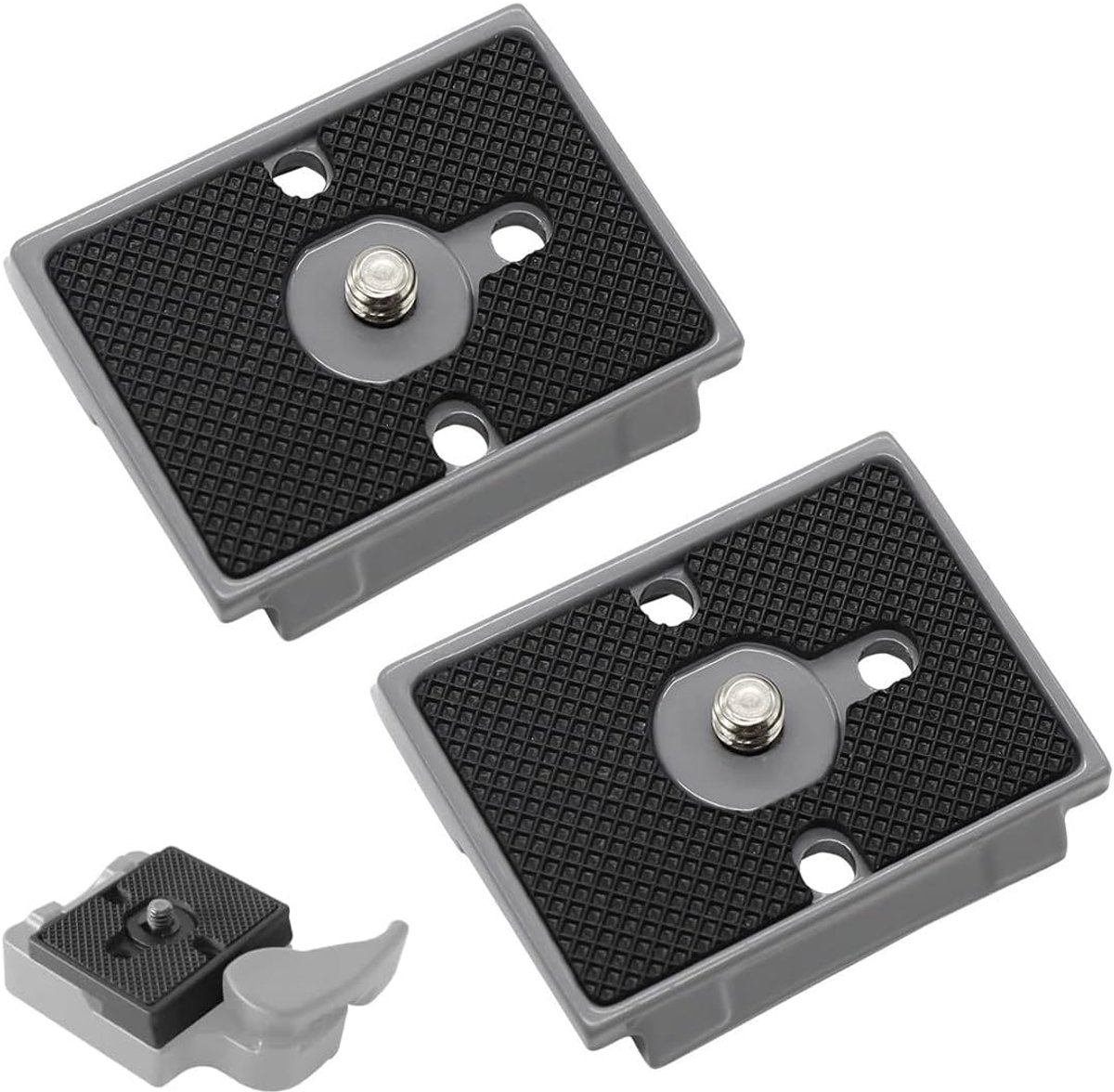 2 stuks Placa De Liberación Rápida De La Cámara voor Manfrotto met schroeven van 1/4 inch tot 3/8 inch, compatibel met Manfrotto 200Pl (grijs)
