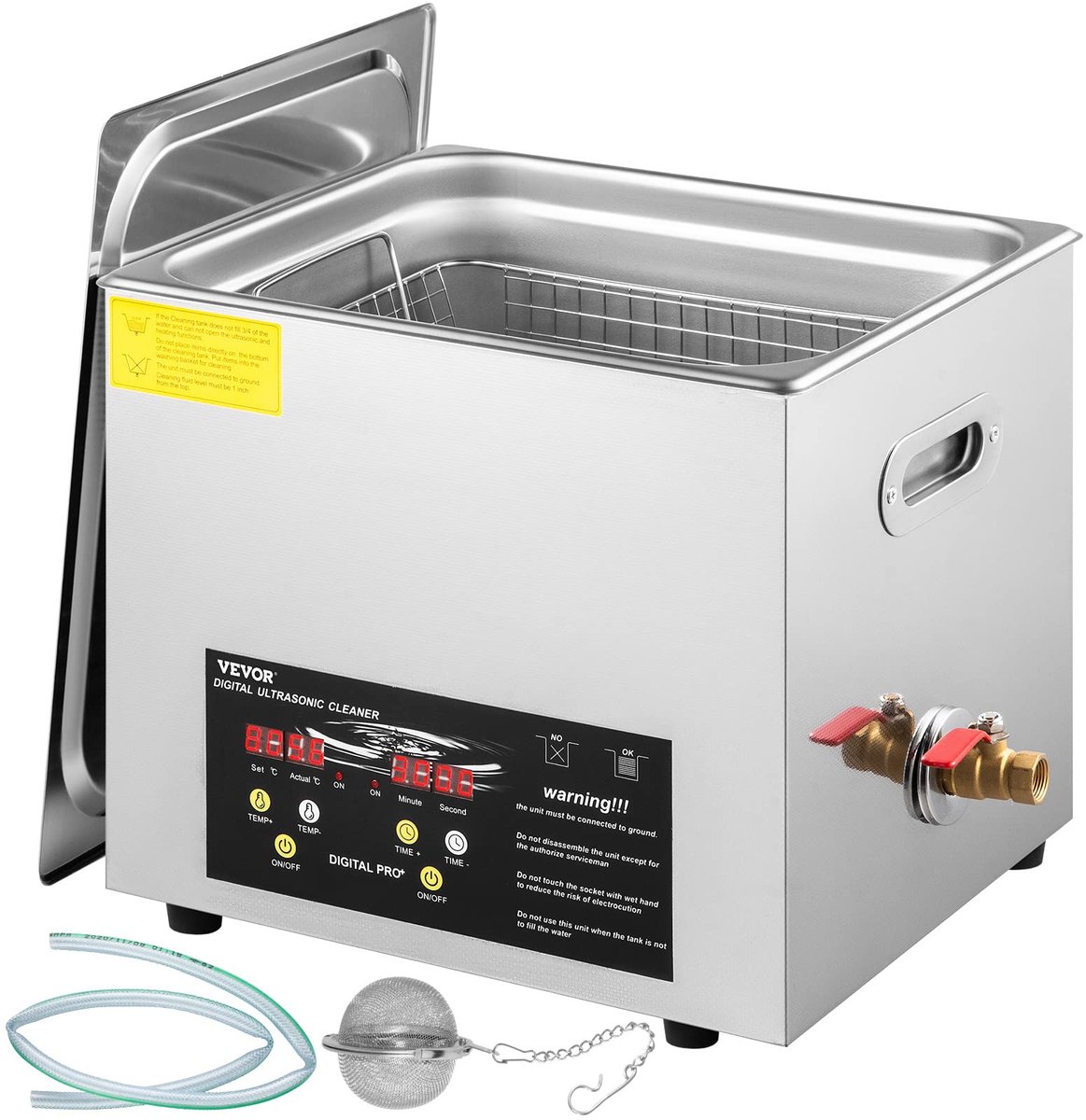 SnelShoppen - Bijgewerkte Ultrasone Reiniger 10 L met Verwarming 400 W en Ultrasoon Geluid 240 W, Digitale Reiniger met Timer voor Gereedschapsonderde