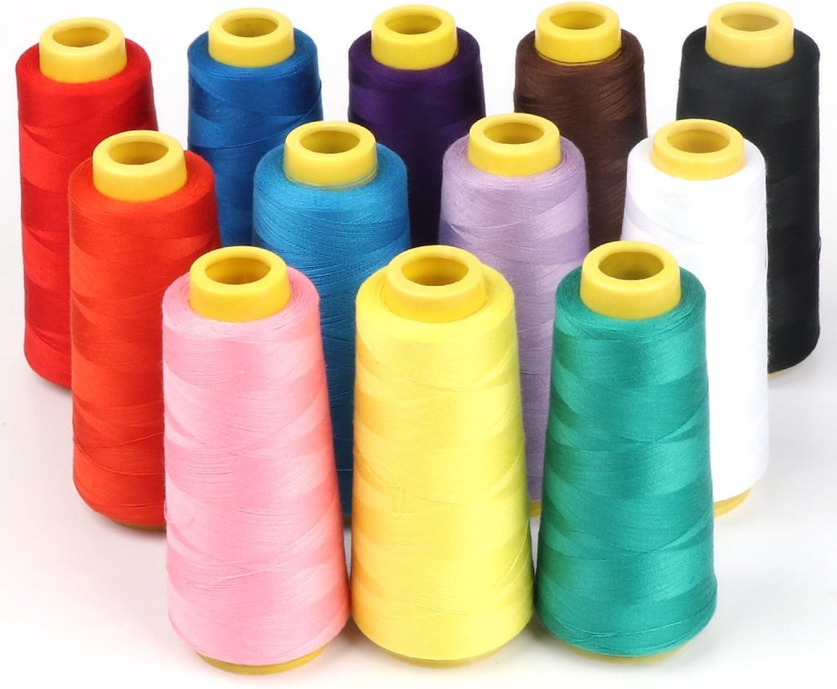 Naaigarens, ilauke 12x1500m Overlocking Naaimachine Polyester Draad Spools,40/2 per 1640 Yards Naaimachine Draad, Gutermann Naaigaren Naaigarnituur Multi voor Hand DIY Naaien Craft Borduurwerk Quilting