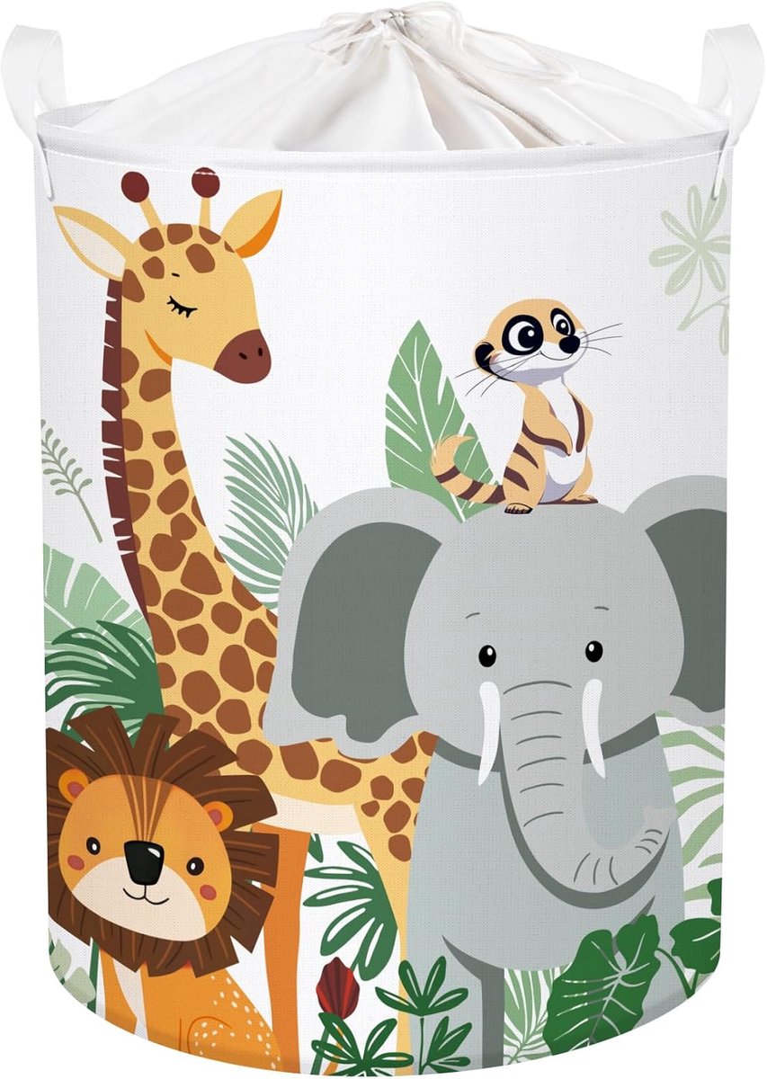 Dieren Baby Wasmand Opvouwbare Kleding Kinderen Opbergmand Giraffe Olifant Grote Jongens Meisjes Cadeau Speelgoeddoos Voor Kinderkamer, Leeuw, 63L