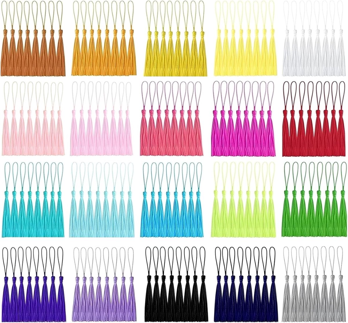 Kwastjeshangers, 13 cm, mini-kwastjes, 20 kleuren, kwastjes voor bladwijzers, hangers, sieraden maken, doe-het-zelf knutselaccessoires, sleutelhangers, accessoires, kledingdecoratie