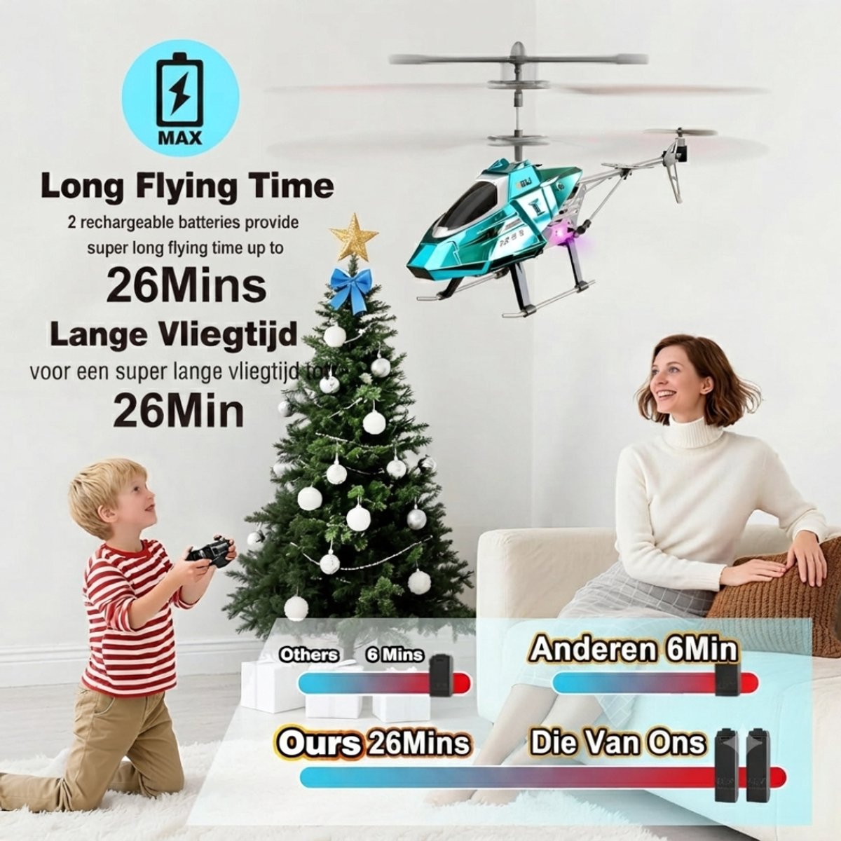 SP® Rc Helicopter - Rc Helicopter voor Buiten - Bestuurbare Helikopter - Blauw - 31cm x 6cm x 14cm — cadeau in Spellen & Speelgoed - foto 4