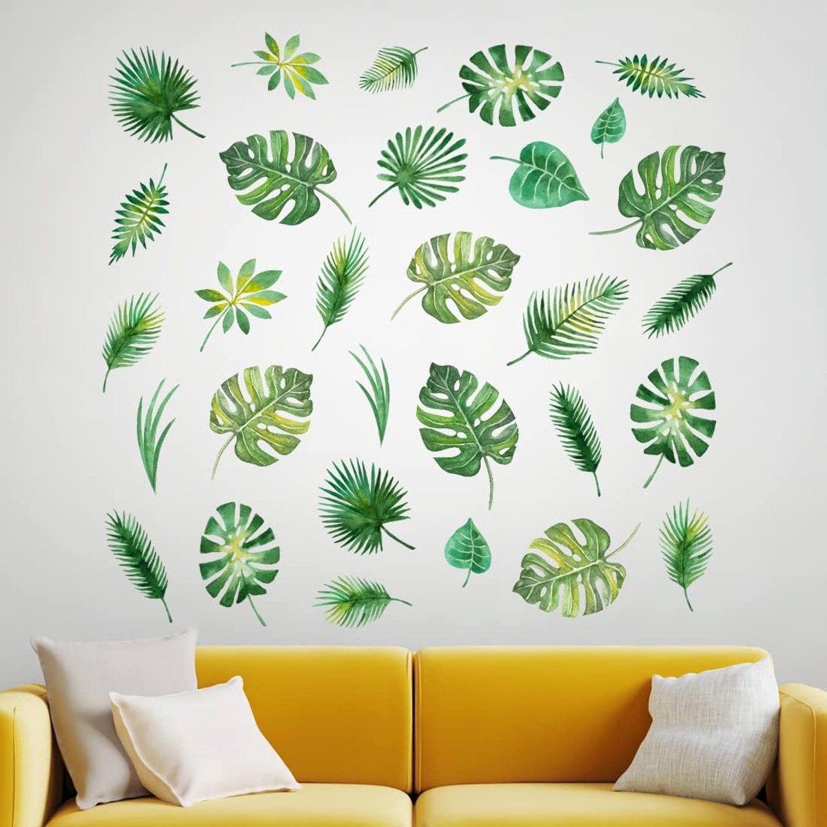 Muurstickers - Tropisch Blad Muurdecoratie voor Woonkamer, Slaapkamer, Keuken - Botanisch Groen Palmboom Wijnstok Stickers voor Thuis
