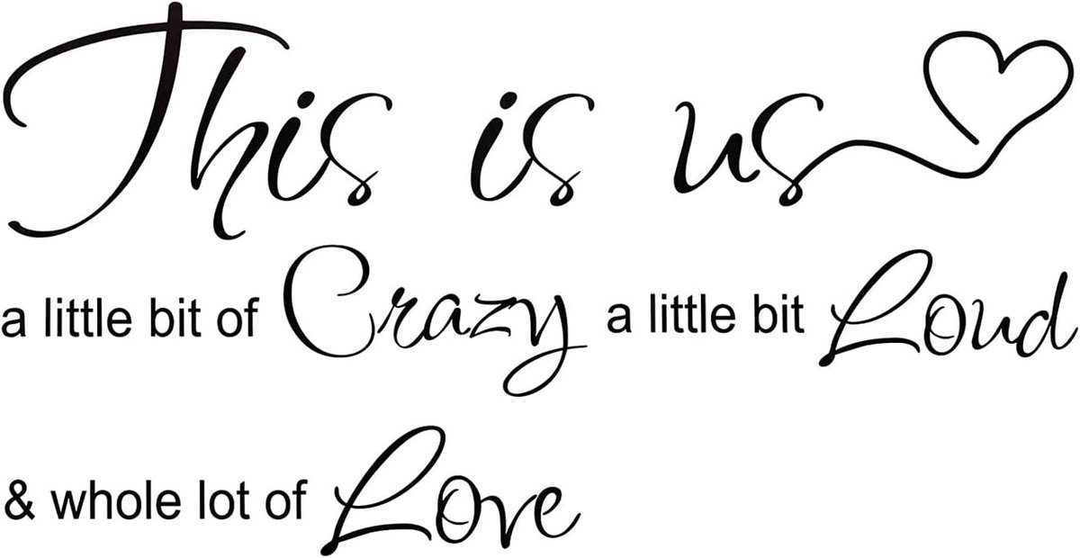 Muursticker Familie Citaat Sticker This is Us Crazy Loud Love Muursticker Familie Belettering Muurstickers voor Slaapkamer Woonkamer Woondecoraties