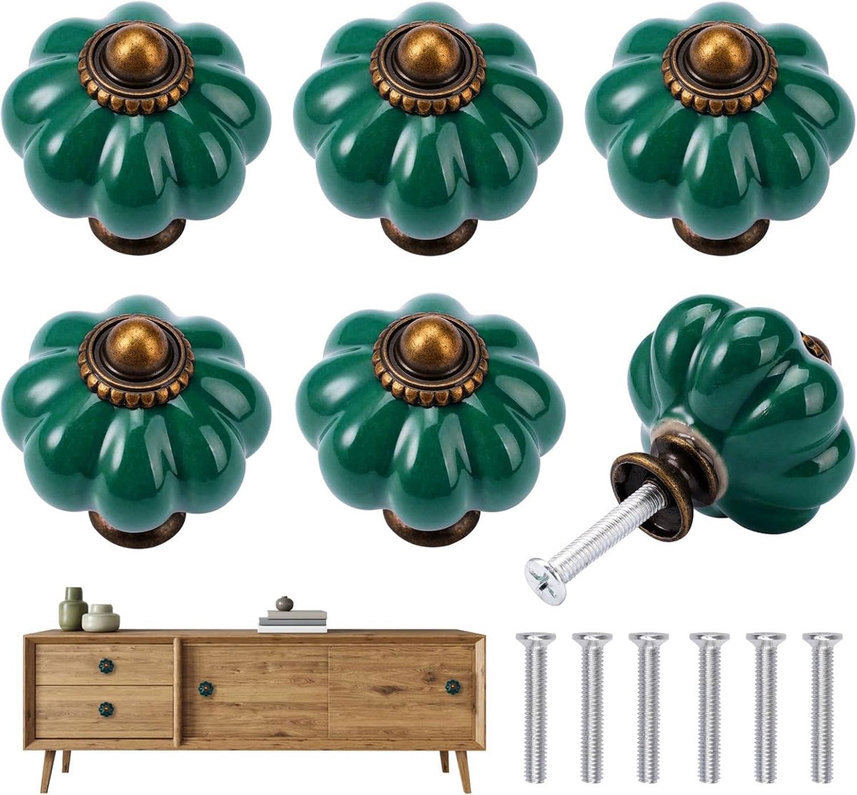 6 Keramische Kastknoppen,Meubelknoppen Vintage,Keramische Kast Knoppen | Meubelknoppen Keramiek Met Schroeven,Vintage Deurladen Voor Deur, Lade, Kast,Commode, Laden