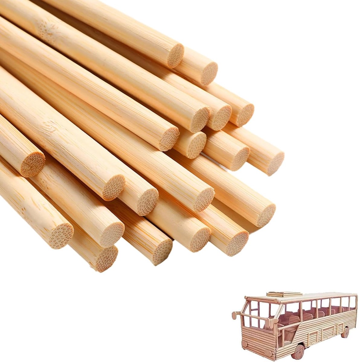 Houten deuvels, Bamboestokken voor knutselen – 30 stuks – Natuurlijk bamboe – 20 cm – houten stokken en houten strips in natuurlijke kleur voor handwerk, Geschikt voor DIY-projecten