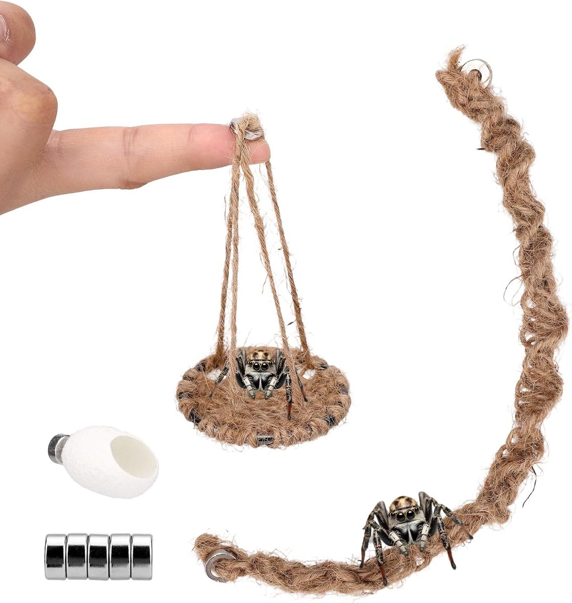 Accessoires voor springende pootjes - cotton rope schommel - platform schommel - verrijking voor terrarium - ShopVlot