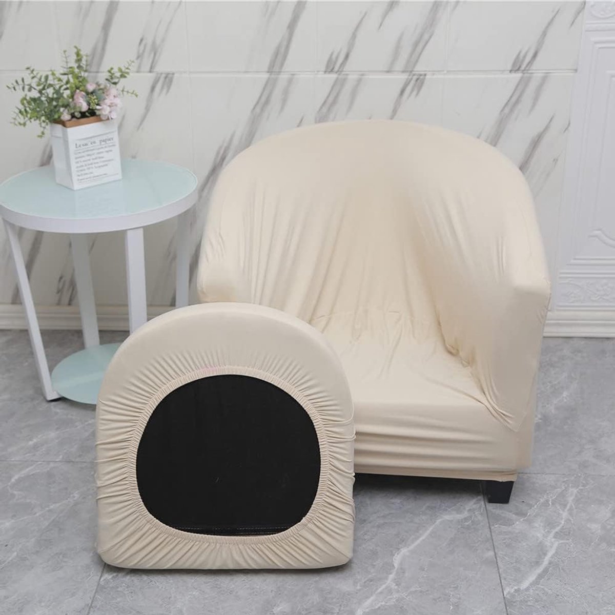 Stretch Tub Chair Slipcover 2 stuks Club Sofa Cover voor fauteuil, stofdichte verwijderbare wasbare meubelbeschermerhoes Bankhoezen voor caféwoonkamer