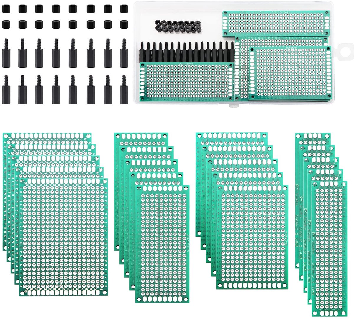36 Stuks Printplaat Sets, 20 Stuks Dubbelzijdige Printplaat Prototype Printplaat, 16 Stuks Nylon Kolom