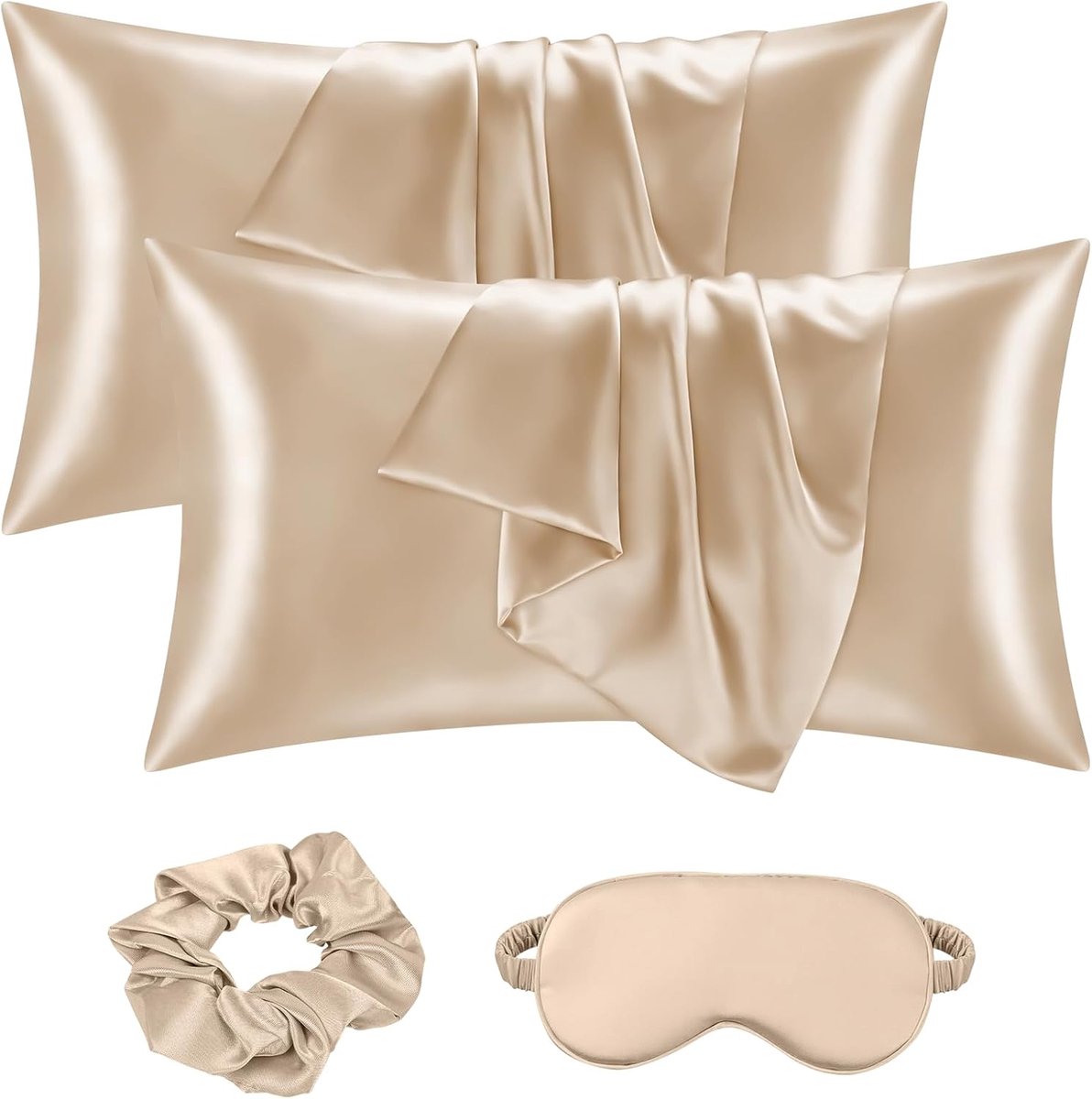 Kussensloop Set van 2-40x80 cm, Zo Zacht als Zijde, Goed voor Haar en Huid, Envelopsluiting Verkoelend Comfort - Inclusief Haarbandjes + Oogmasker