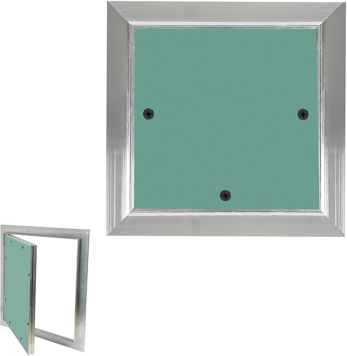 Inspectiedeur, 150 x 150 mm aluminium frame, verborgen revisieklep, 10 mm inleg, geïmpregneerde gipsplaat, verborgen gipsplaat