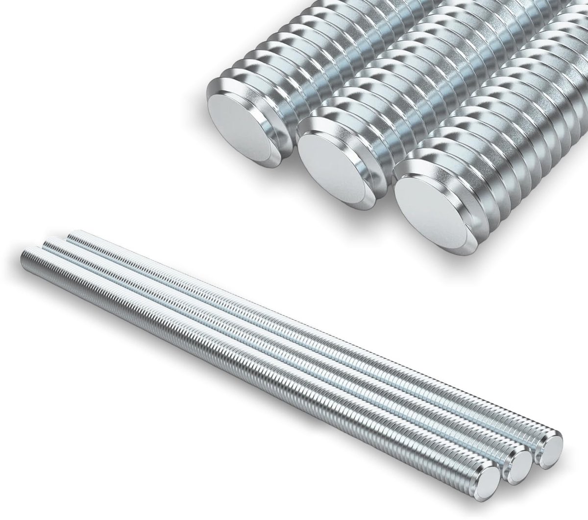 Draadstang, 5 stuks roestvrijstalen staven, M8 x 300 mm volledige schroefdraadstangen, 304 roestvrij staal, massieve ronde stangen voor doe-het-zelvers