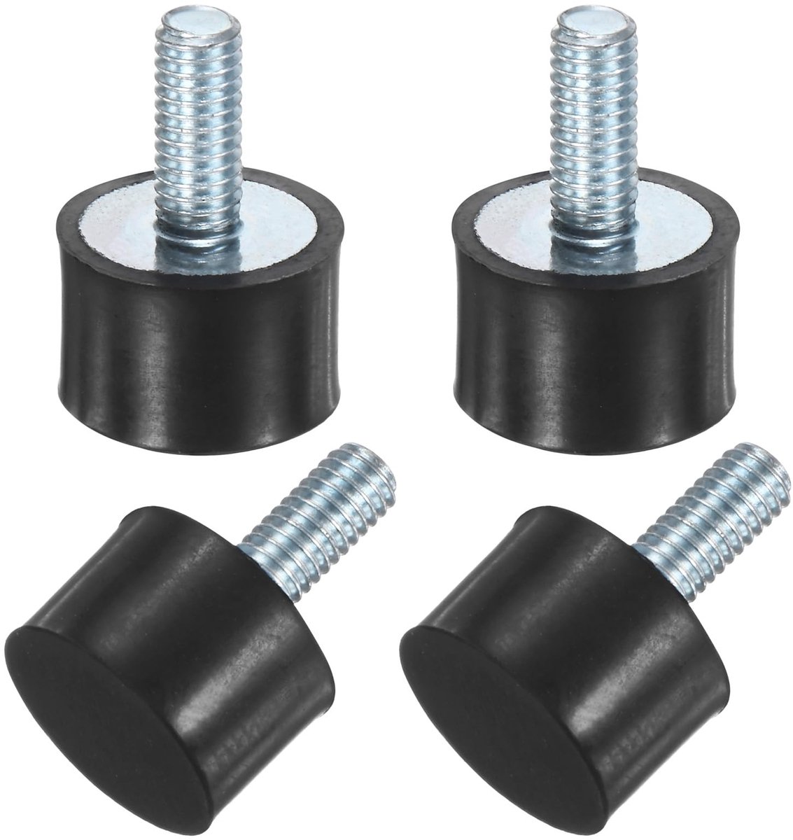 METERXITY Set van 4 rubberen ophangingen, D15 mm x H 10 mm, mannelijke trillingsisolatoren, cilindrische schokdempers met M5 x 12 mm draadstangen voor luchtcompressor, auto, pomp, boot