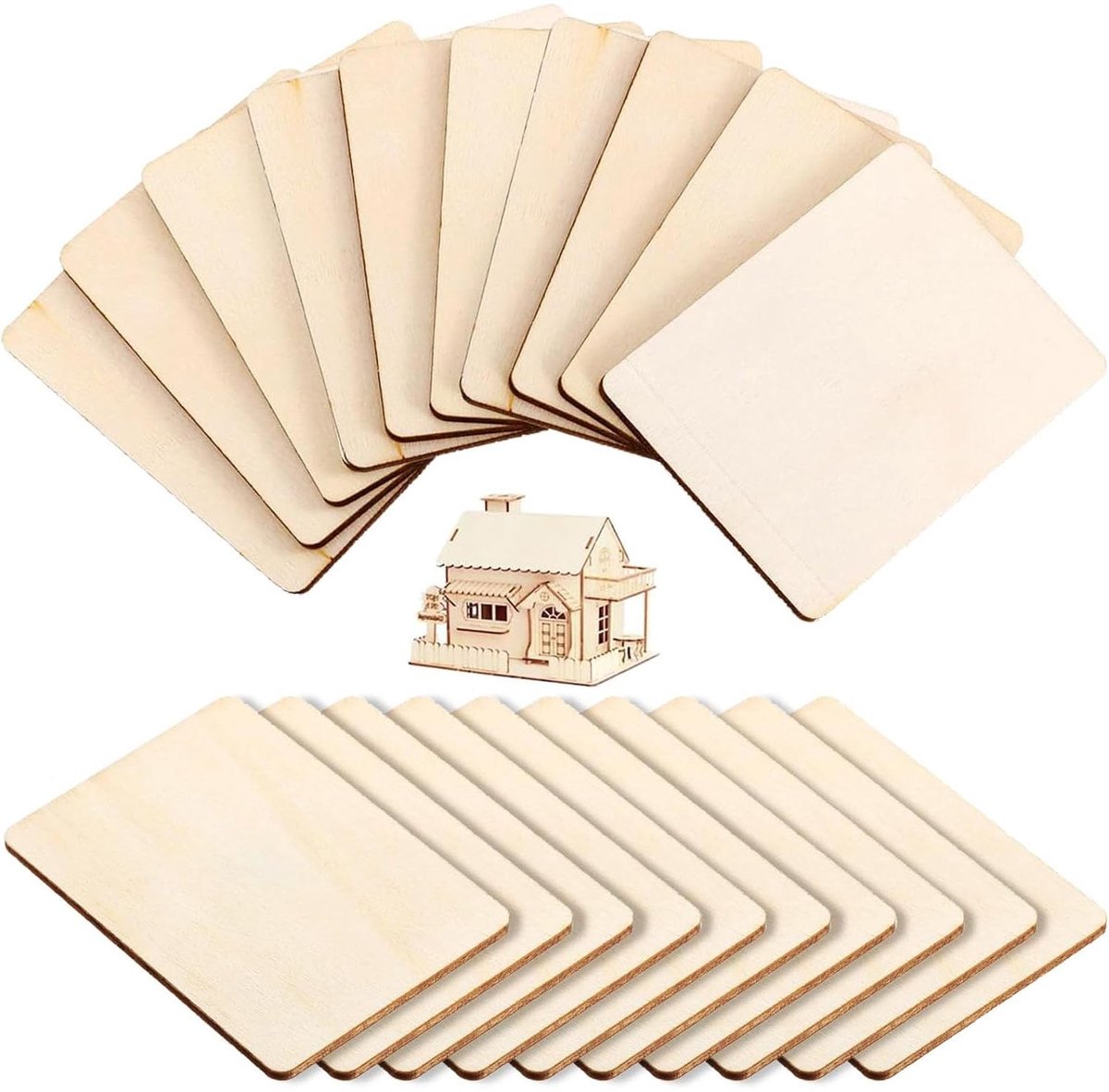 natuurlijke houten schijven, 20 stuks, 8,9 x 6,4 cm, houten plaat, rechthoekig, onafgewerkte houten plaat om te knutselen, voor pyrografie, schilderen, hangende decoraties