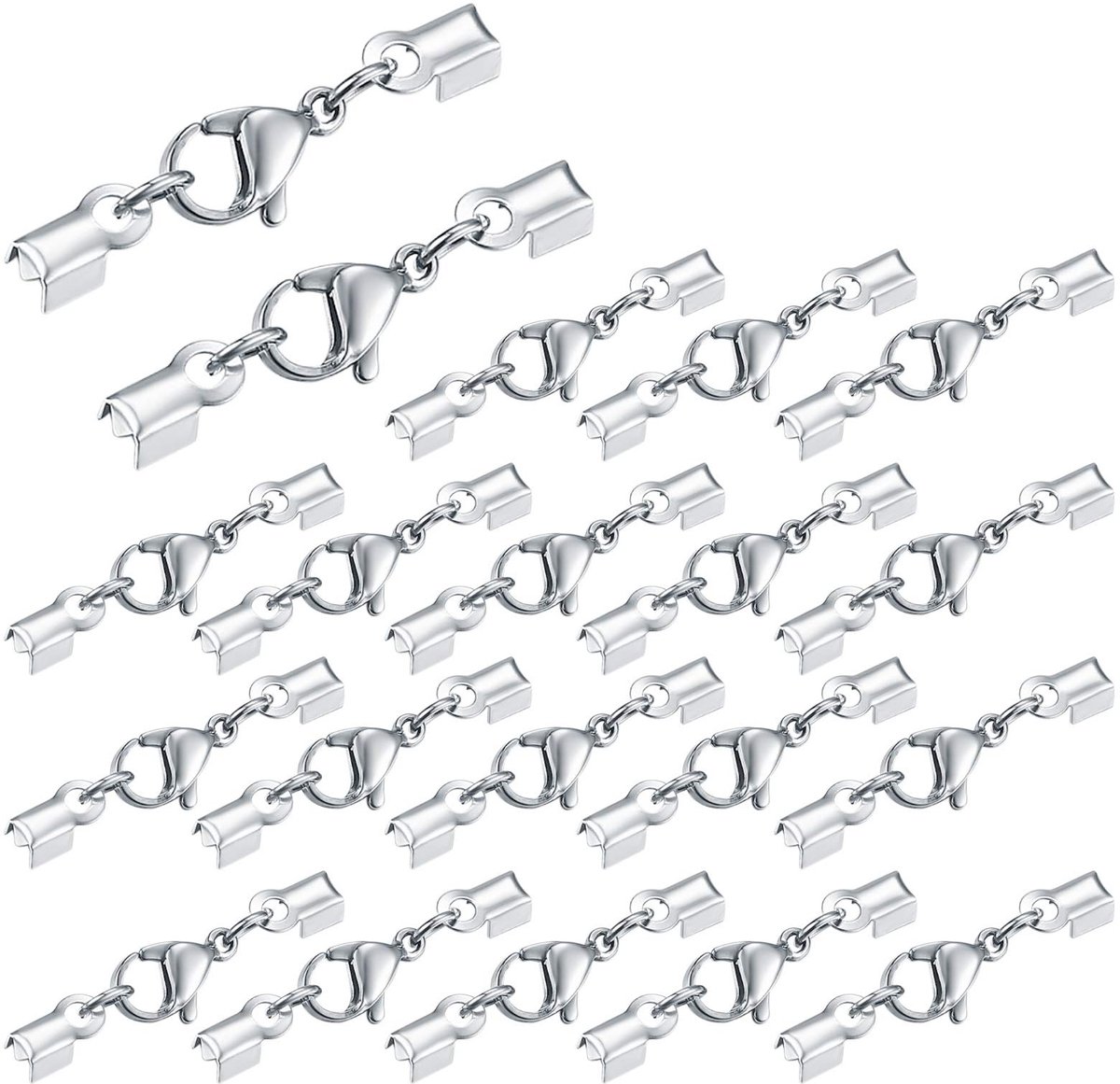 20 stuks roestvrijstalen sluitingen, leren bandjes, karabijnsluitingen, karabijnen voor sieraden, armbandsluitingen voor kettingen, leren bandjes, sieraden, doe-het-zelf