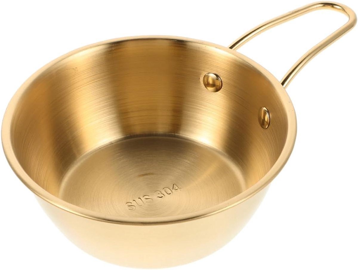 Scheerkom met Handvat - Scheerbakje Scheren - Natte Baardverzorging - Gouden Roestvrij Staal - 19x13x5cm - Goud