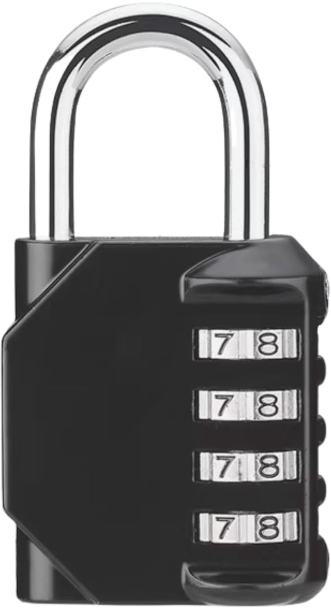 Hangslot, 4-cijferig cijferslot met code-display, robuust vergrendelingsslot van zinklegering voor sportschool, school, kast en gereedschapskist, veiligheidscode individueel instelbaar