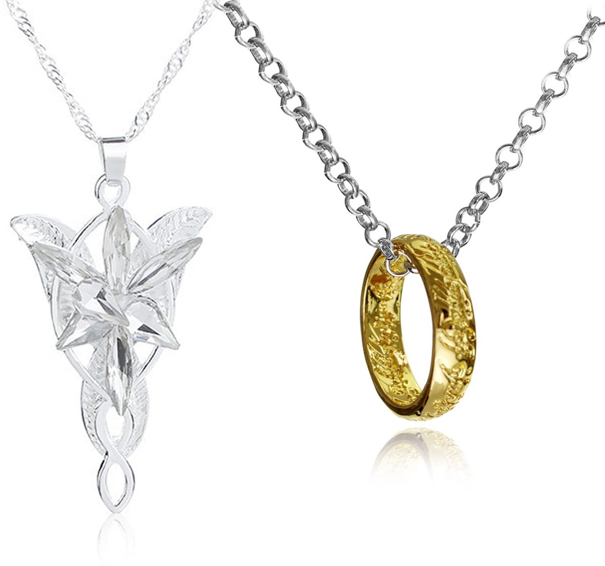 2 stuks elfen halsketting set Arvvens avondster halsketting Heer van de Ringen De Ene Ring hanger Cosplay kostuum sieraden voor fans