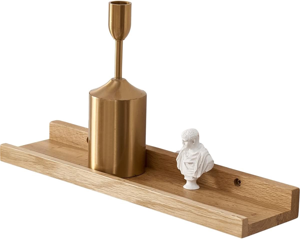Drijvende plank 12 inch massief eikenhout Rustieke Wandmontage Foto Ledge Plank met lip ontwerp radiator plank Display Wandplanken voor Woonkamer, Slaapkamer, Badkamer