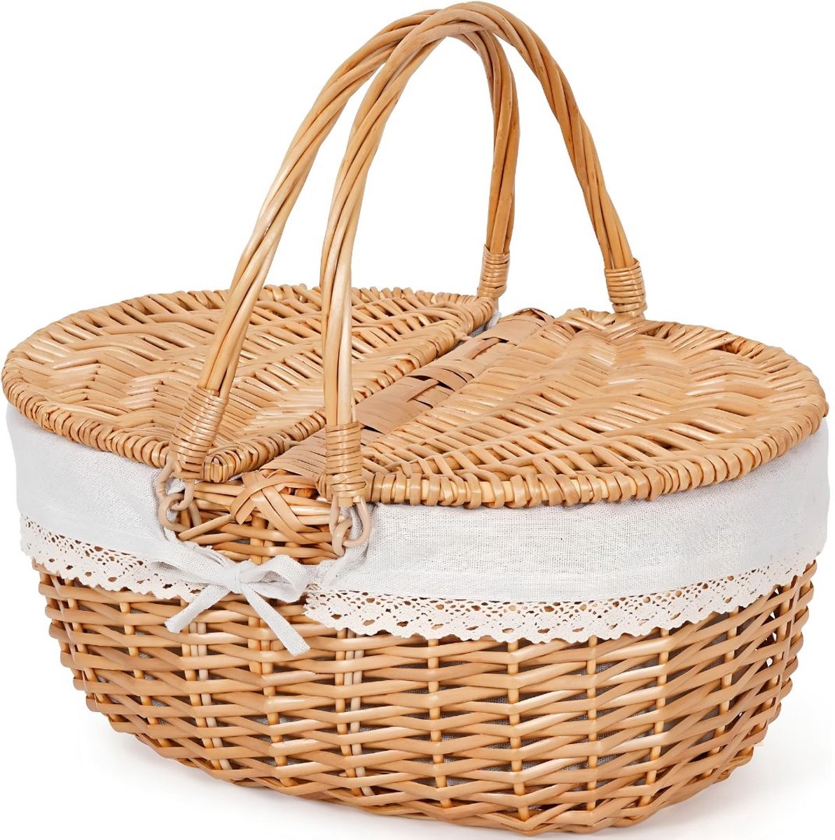 SP® Picknickmand - Picknickmand 2 Personen - Mand Outdoor - Bruin - 29cm x 40cm x 19cm