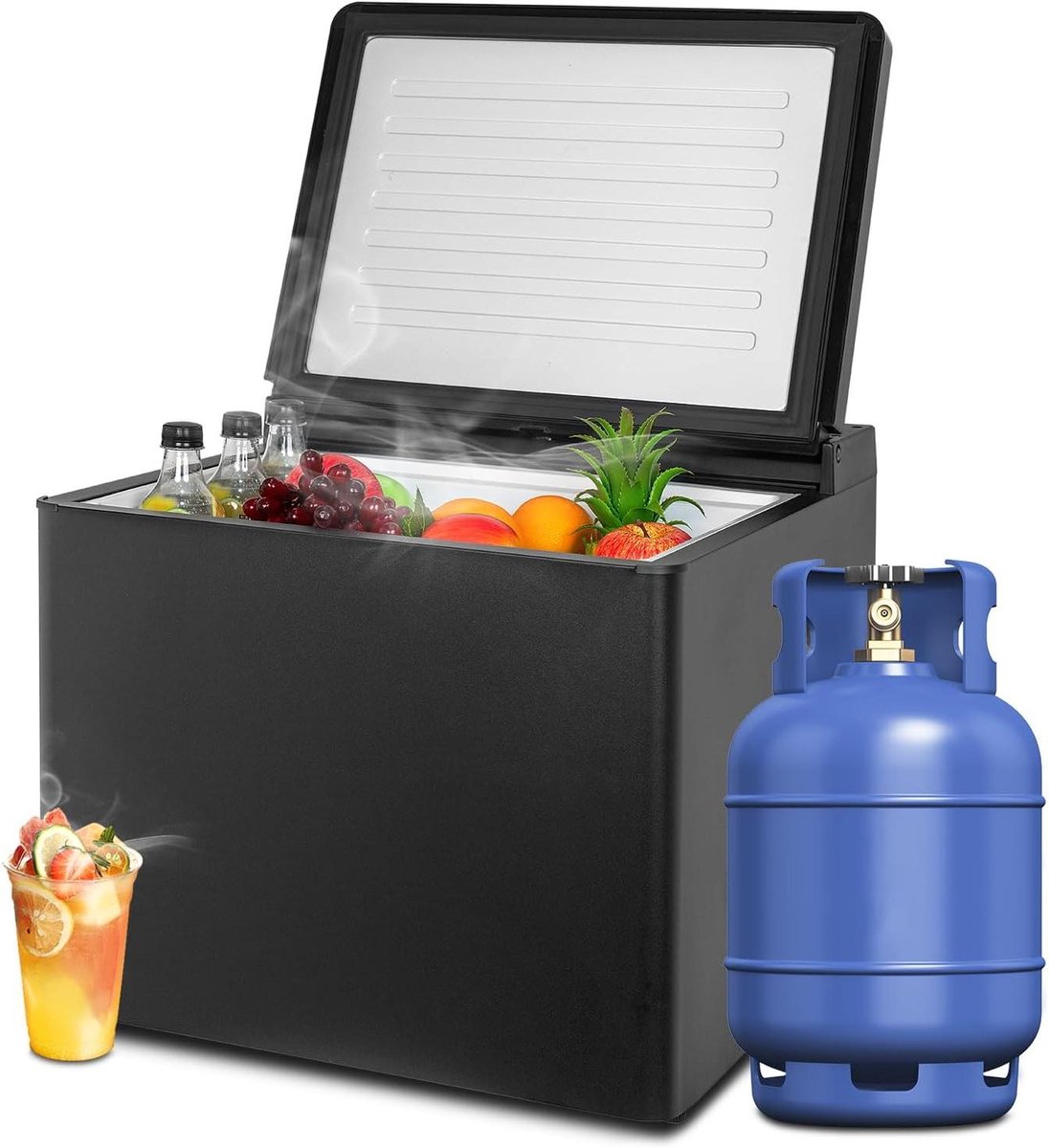 Gaskoelkast Camping - Mobiele Koeling - Kamperen en Reizen - Stille Werking - 40 Liter - Zwart