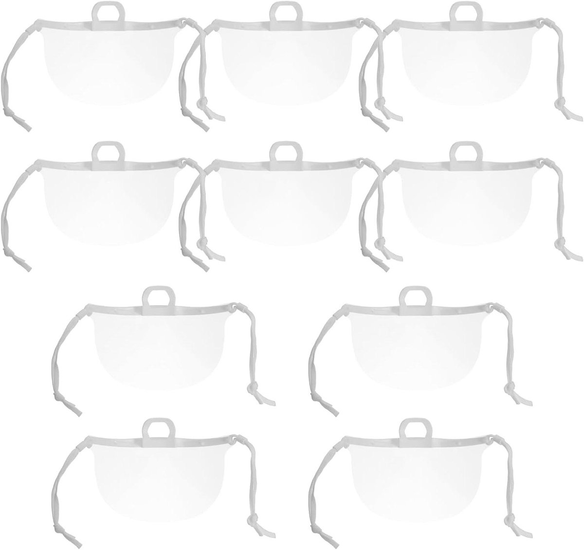 Transparant Gezichtsmasker - Spatscherm Schild - Hygiënisch Werken - Anti-condens Functie - 10 Stuks - Wit