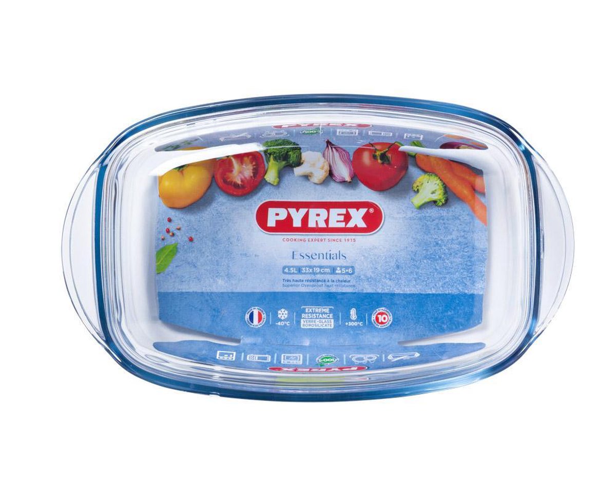Pyrex - Essentials Schaal Rechthoek met Deksel 4,5 liter - Transparant — cadeau in Kookcadeaus - foto 3
